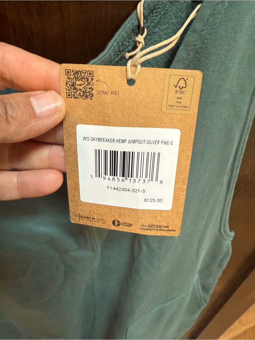Toad and company WS DAYBREAKER HEMP JUMPSUIT-SILVER PINE-S - Picture 3 of 6
